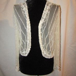 STENAY Sequin and Beaded Beige Evening Jacket